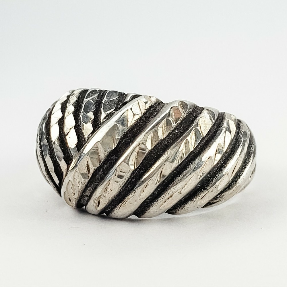 Unbranded Ring Sterling Silver 925 Size 5.5 Silver Chunky Modernist Ribbed Dome